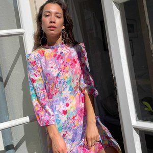 nwot rixo MONET SPRING MEADOW pastel print Midaxi Tiered Dress